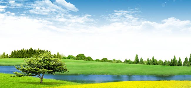 蓝天白云自然风景psd素材 - 自然生态psd素材